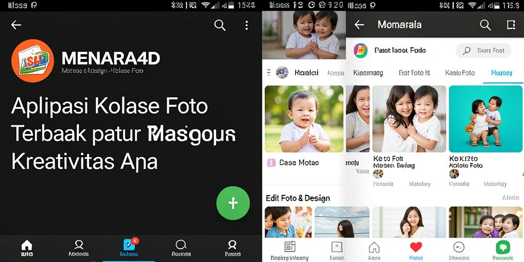 Screenshot MENARA4D yang menunjukkan antarmuka Kolase Foto yang menarik.