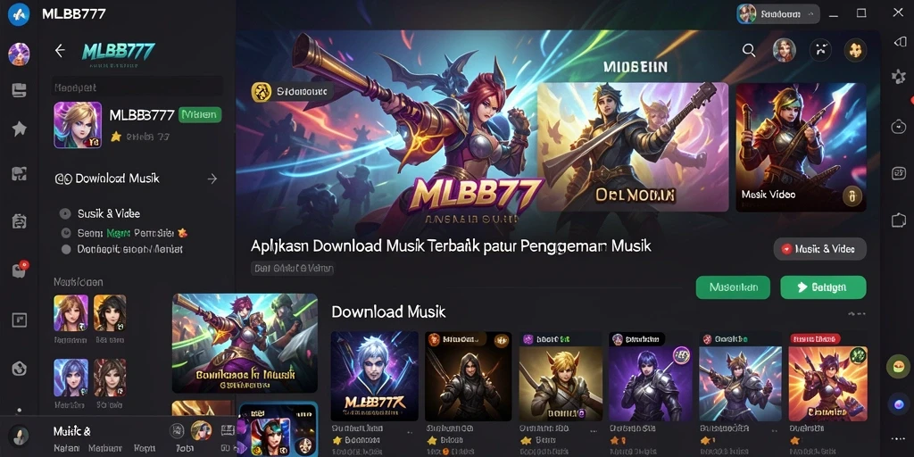 Tampilan antarmuka MLBB777 yang menarik untuk Download Musik.